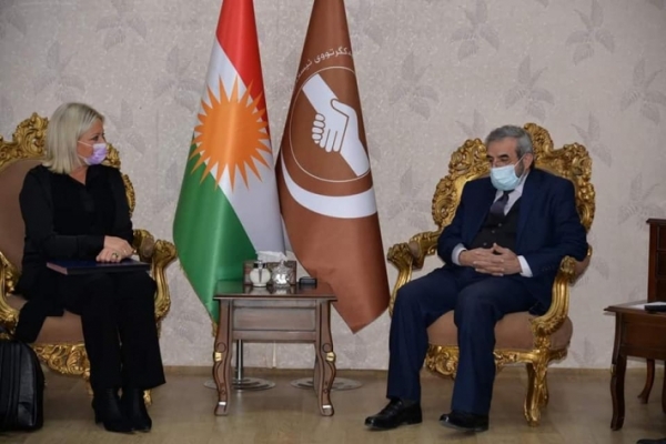 الأمين العام للاتحاد الإسلامي الكردستاني يستقبل ممثلة الأمم المتحدة في العراق